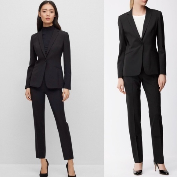 Boss Jackets & Blazers - BOSS Jabina Stretch Tropical Wool Jacket in Black Size 12